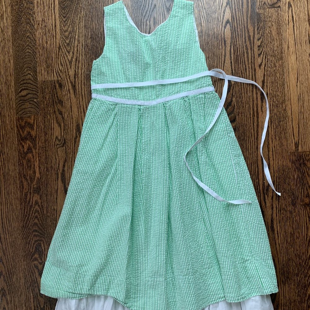 Ralph Lauren Green White Seersucker Wrap Dress